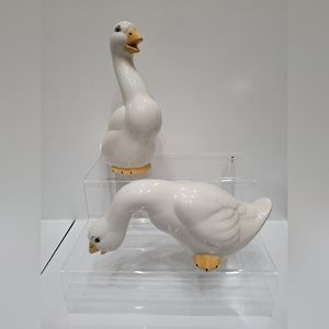 Set of 2 white ceramic ducks by Olive